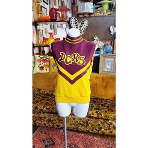 M vintage 80s yellow and maroon cheer sweater vest